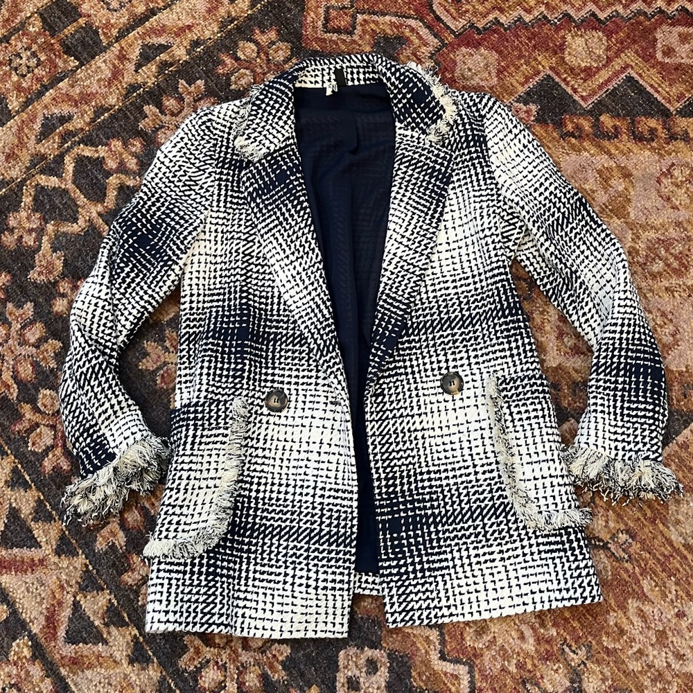 Topshop Textured Fringe Blazer size 6